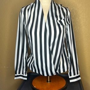 Zara black and white hi lo Referee blouse